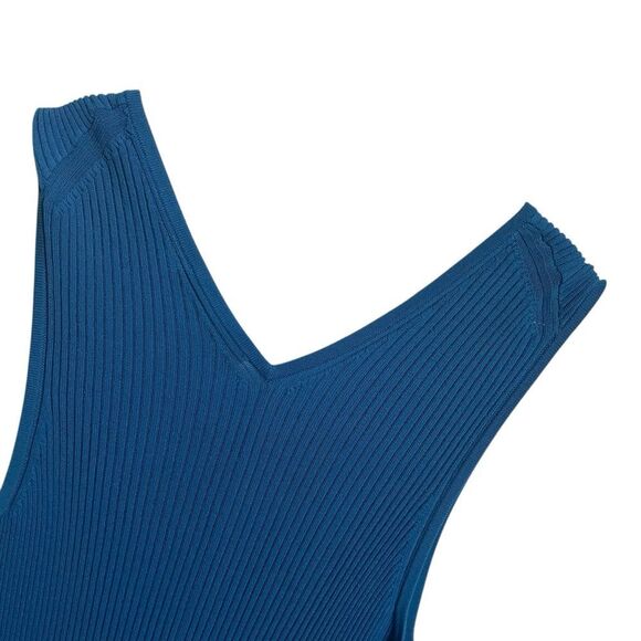 Everlane The Ribbed Knit Midi Dress Blue Sleeveless Small - Picture 5 of 6
